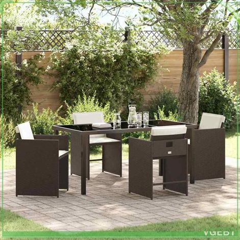Ensemble de salle à manger pour jardin - FAFEICY - 3379986 - Marron - Polyrotin anti-UV - 4 places, table 160x80 cm (1/5)