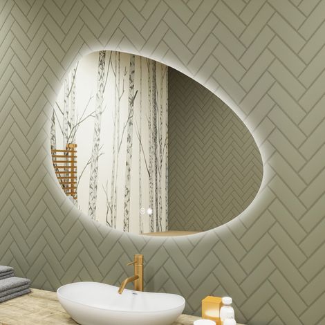 Artforma Miroir de salle de bain avec éclairage, 114x84, Interrupteur tactile, Anti-buée, LED Dual, Miroir Irrégulier (1/5)