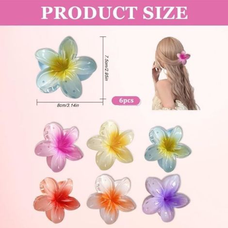 Lot de 6 Pince Cheveux Fleur - Antidérapantes - 6 Couleurs Différentes - Pour Femme - Accessoires de Coiffure (1/4)