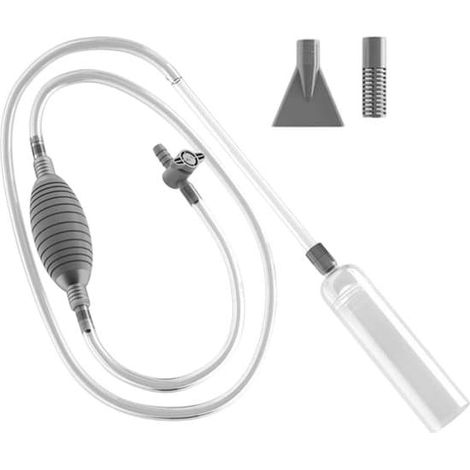 Aspirateur pour aquarium - Nettoyeur pour changement d'eau - Entretien de l'aquarium - Nettoie facilement le rebord du réservoir - Tuyau de 170 cm - Gris (1/5)