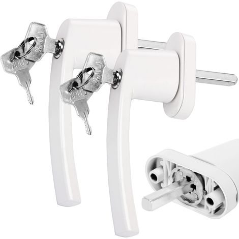 MONZANA® Poignée de fenêtre verrouillable à clés sécurité enfants poignée de sécurité pour fenêtre acier inoxydable  2x Blanc