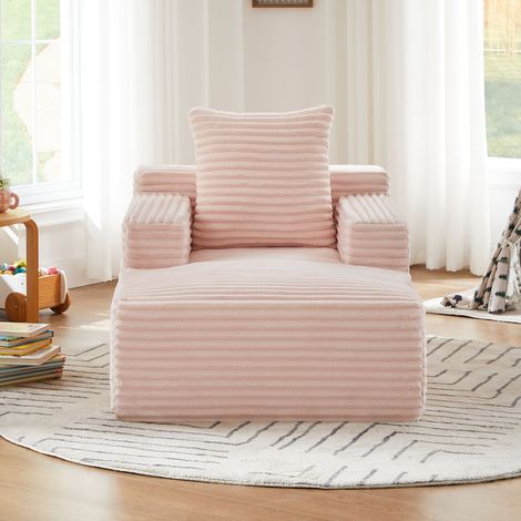 Chaise longue sans cadre en velours côtelé, fauteuil polyvalent relax et lit très confortable, livré sans assemblage (1/4)
