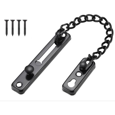 Set mit 2 Diebstahlsicherungsketten für Schiebetüren, aus Edelstahl, inklusive Befestigungsschrauben, schwarz. – AquaForge (1/3)