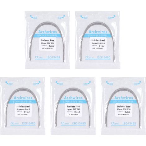 50 pièces Fil Orthodontique Dentaire en Acier Inoxydable pour Arcade Supérieure 0.16 x 0.16 Pouce (1/5)