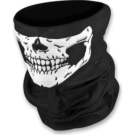 Halbgesichtsmaske mit Totenkopf- und Geistermotiv – Schwarze Motorrad-Sturmhaube für Herren, trendiges Design, dehnbares und strapazierfähiges Material – ideale Maske zum Radfahren und Wandern