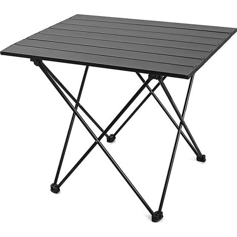Table pliante portable extérieur aluminium alliage camping BBQ table latérale noire M (1/5)