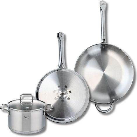 Ensemble de 2 Poêles de cuisson 28 et 32 cm et 1 faitout 20 cm Elo Profi Citrin (1/5)