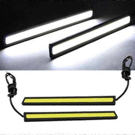 Lot de 2 feux de jour pour voiture, bande lumineuse LED COB 10 LED étanche et flexible, pour phares auxiliaires 12 V (1/5)