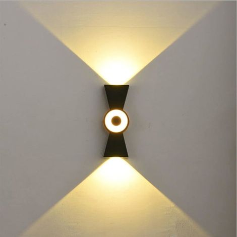 Appliques Murales LED 12W Intérieur Extérieur Moderne Applique IP66 Étanche LED Appliques Murales Haut et Bas (le noir)