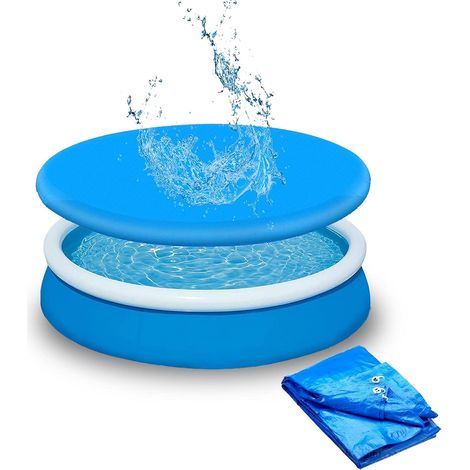 [French Days]bache Piscine,Couverture De Piscine Rond,Bache de Protection pour Piscine avec Anneau en métal et Cordon de Serrage，Protège de la Pluie et des polluants - Diamètre:210cm (1/5)
