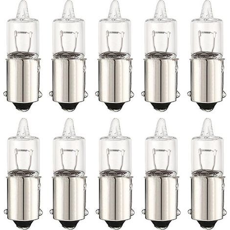 H10W BA9s 12V 10W Ampoules halogènes Lampe à incandescence Lampes à halogène 9mm Douille à baïonnette en métal Lumière intérieure Feux de stationnement pour anneaux yeux d’ange (4) (1/3)