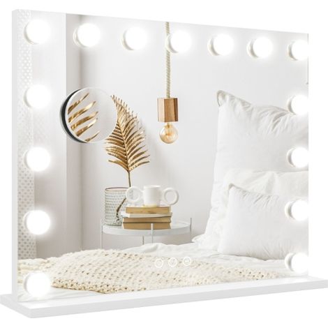 Specchio per il trucco a LED, 3 modalità di illuminazione, dimmerabile, controllo touch, interfaccia USB, 58x48 cm, bianco, consegna a domicilio. (1/5)