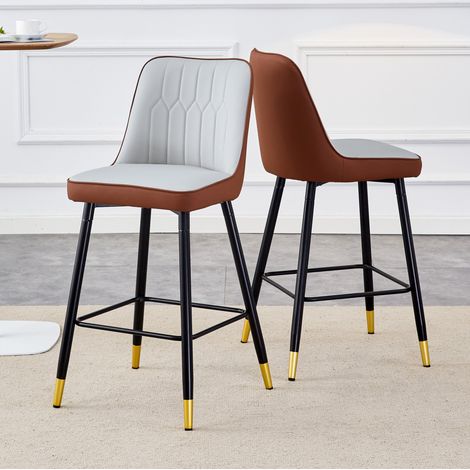 Set 2 sgabelli bar con schienale in PU e metallo OKMYHOME (1/5)