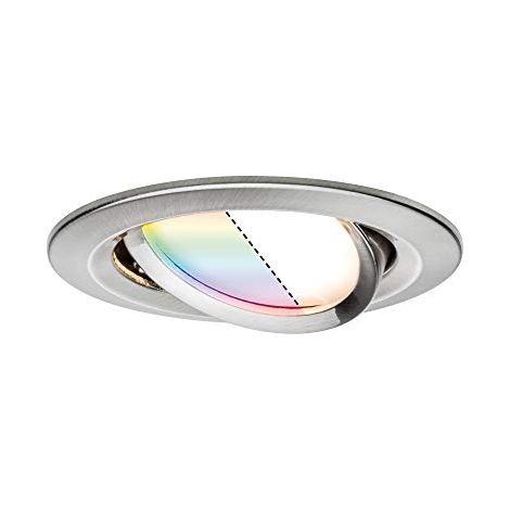 Paulmann Coin 92964 Lampada da Incasso Nova Plus LED Smart Home Zigbee Tonda orientabile 1x2,5W RGBW dimmerabile Ferro Spazzolato Zinco-Alluminio 2700K 5.2 W (1/4)