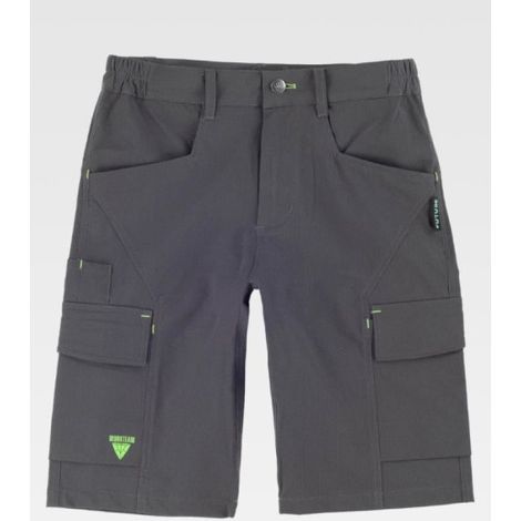 Bermuda con tejido elástico FUTURE WORKTEAM WF3217 3XL Gris / Verde flúor (1/2)