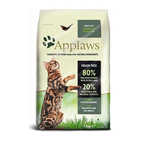 APPLAWS Croquettes pour chat au poulet et à l'agneau - 7,5 kg (1/2)