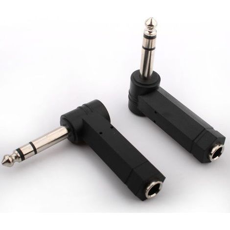 2Pcs Adaptateur Jack 6.35Mm (1/4\") TRS stéréo Mâle à Angle Droit vers Jack 6.35Mm (1/4\") TRS stéréo Femelle, Adaptateur Audio 6.35mm Right Angle Adapter pour Haut-Parleur, Guitare (1/5)