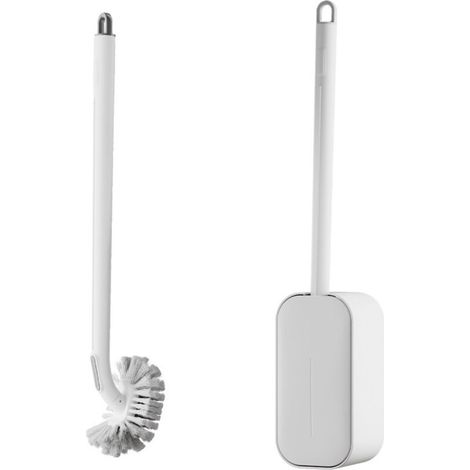 Brosse de toilette avec support, accessoire de salle de bain, modèle blanc (1/5)