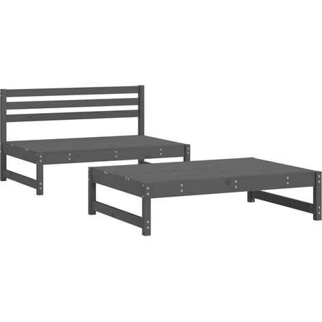 Maison Exclusive - Set Salotto da Giardino 2 pz Grigio in Legno Massello di Pino (1/5)