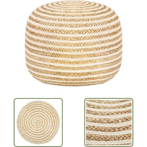 The Living Store Pouf fait à la main 45x30 cm Jute - Pouf Design - Pouf Moderne - Pouf Jute - Pouf Artisanal - Mobilier Ethnique (1/3)