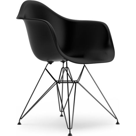 ORION91oficial® - Sillón ALTAIR Limited Edition Black with Black Steel Frame 67x57.5x82.5cm, ergonomic chair for dining room, office, or living room, featuring integrated arms and non-slip feet for st (1/5)