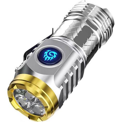 Lampe torche rechargeable pour la Saint-Valentin - Petite lampe torche portable pour l'extérieur, la photographie et la maison - Trois éléments - Acier (1/5)