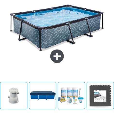 Exit Pool Rechteckig - Steinoptik - 300x200x65 cm - 5-teilig SCB3 (1/4)