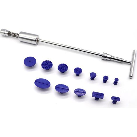 Kit de débosselage pour carrosserie : marteau à inertie en T, 12 extracteurs, kit complet (1/5)