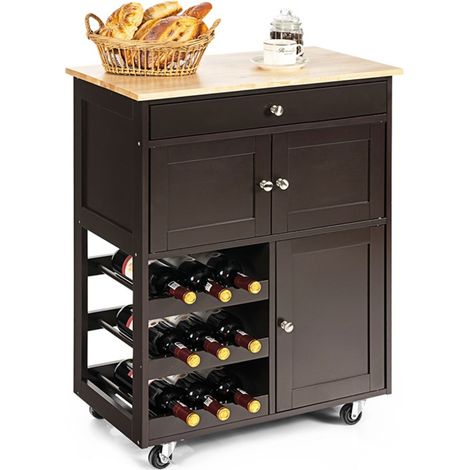 Carrello da cucina/carrello di servizio con ruote 67 x 37 x 86,5 cm con spazio di archiviazione ottimale design moderno MDF marrone 200011644