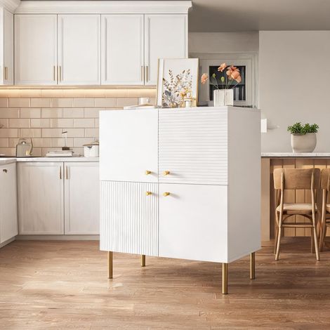 Meuble de rangement blanc en MDF avec portes et étagère (1/5)