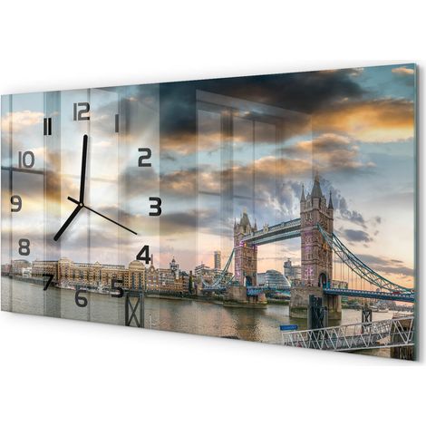 Horloge Murale Panoramique en Verre 60x30 cm Décorative Moderne Salon Cuisine Tower Bridge, Londres (1/5)