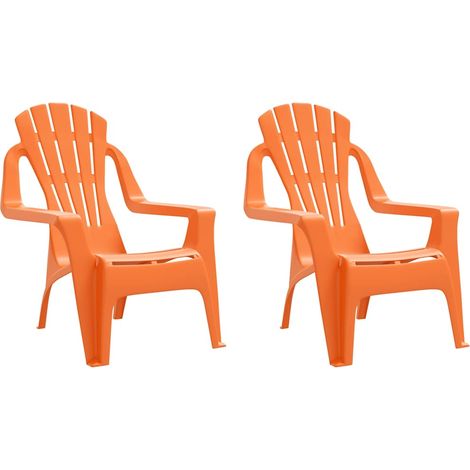 vidaXL Sedie Giardino 2pz Bambini Arancioni 37x34x44 PP Aspetto Legno (1/5)