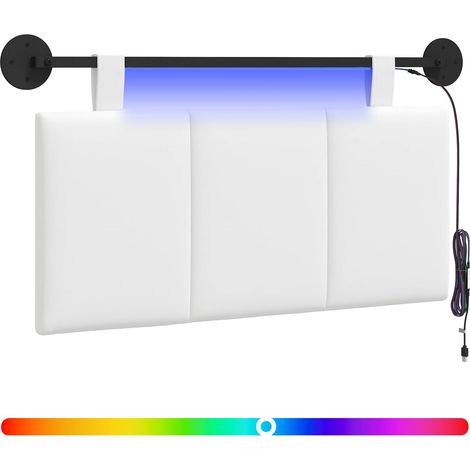 Maison Exclusive - Hängendes Kopfteil Mit LED Licht Weiß Stoff