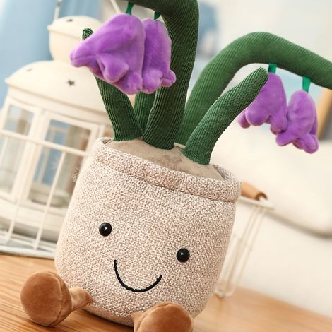 Décoration en peluche en pot mignonne, jouet en peluche plantes doux pour peau, ornement rembourré pour bureau, voiture, bureau, jacinthe bleue violette 25cm/9.8in (0.12kg/4.2oz)