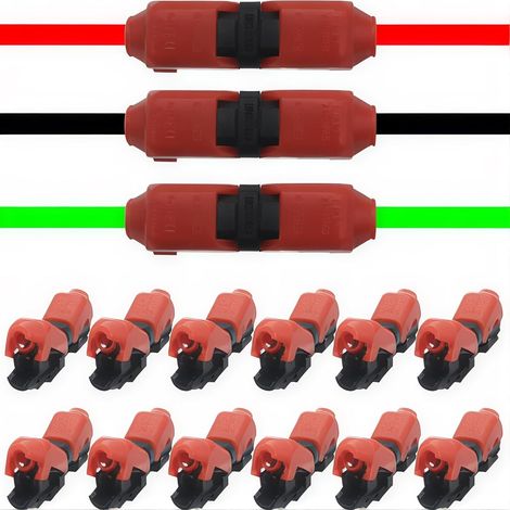 Connecteurs de fils basse tension, CTRICALVER H Tap 1 Broches 1 Voies Universelles Compactes Forme de H sans Dénudage Exigence sans Outils Connecteur de Câble (12pcs)