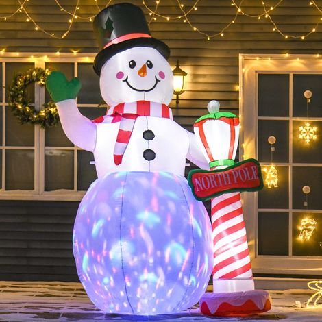 Décoration de Noël, bonhomme de neige gonflable, 2,4 m, éclairage LED, souffleur, blanc (1/5)