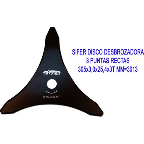SIFER Disco para desbrozadora de 3 puntas rectas 30,5x3x25,4mm