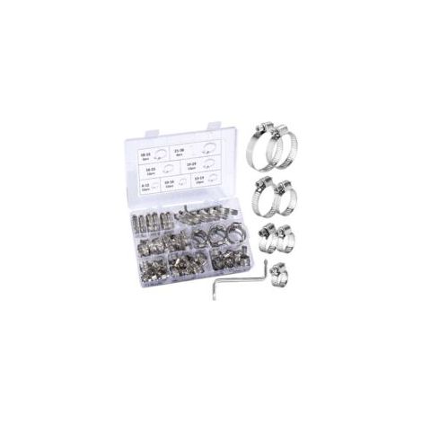 Verstellbare Schlauchschellen, Edelstahl-Schlauchschellen, Rohrschellen, 73-teilig, 7 Größen (6–38 mm), für Wasserleitungen, Sanitärinstallationen, Kfz- und Maschinenbau – Crezuo