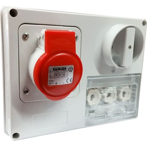 Presa Interbloccata con base portafusibili 3P+T IP44 16A Senza fondo Gewiss GW66130 (1/3)