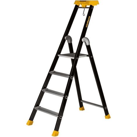 Centaure – Escabeau aluminium laqué 4 marches – Hauteur d'accès max 2,90 m – Tablette porte-outils ultra-résistante – Charge max 150 kg