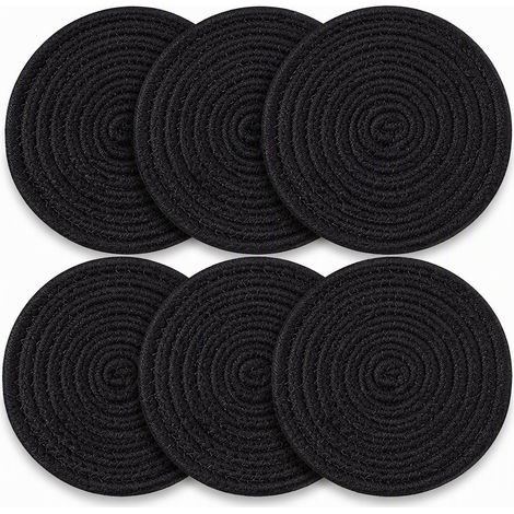 dessous-de-plat isolant noir 18 cm en coton pour la maison