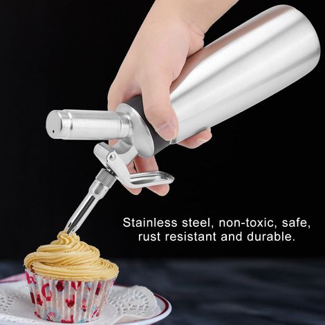 Sahnespender und -aufschäumer aus Edelstahl mit drei Düsen für Dessertzubehör (500 ml) (1/5)