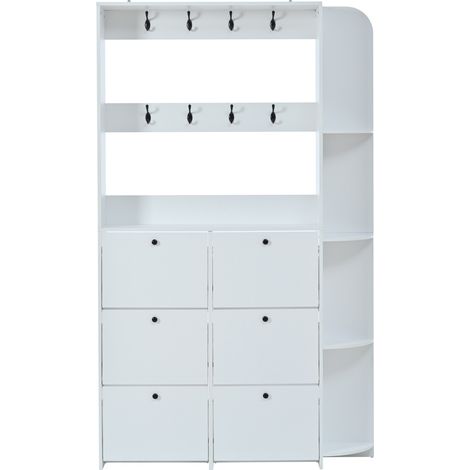 Mueble recibidor con zapatero 120 x 24 x 200 cm blanco HOMVRA (1/5)