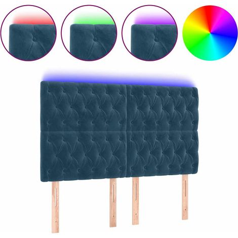 Maison Exclusive - Cabecero con luces LED terciopelo azul oscuro (1/5)