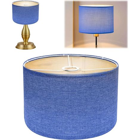 Lampshade Floor Lamp in Linen Ø30cm x H20cm Lampshade Bedside Lamp - Handmade Lampshade for Floor Lamp, Pendant and Table Lamps E27 Socket Non Glare Light - Blue (1/5)