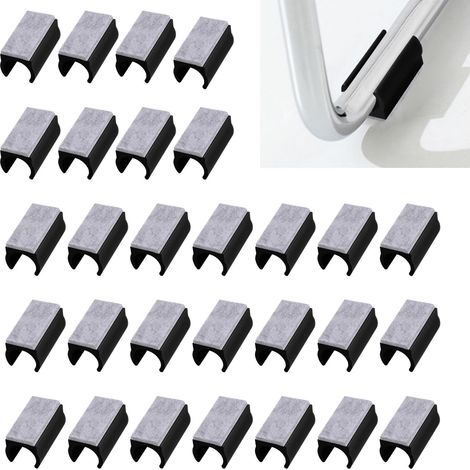 Packung mit 30 Kunststoff-Bodenschonern für Stuhlbeine mit Filzgleitern, U-förmigen röhrenförmigen Bodenschonern, Anti-Rutsch-Spitzen (18 mm, schwarz)