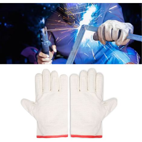 10 paires de gants en toile blanche à 24 points de couture, longs, double couche, résistants à l'usure et épais, en pur coton. (1/5)