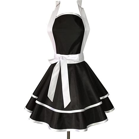 Tablier en Coton Vintage Princesse Taille Cravate Tablier Imperméable Chef Smock Tablier - Blanc (1/5)