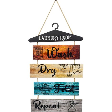 Panneau En Bois - Règles Salle De Lavage - Décoration Murale Rustique - Pour Porte Ou Mur D'Entrée - 1 Pièce (1/5)