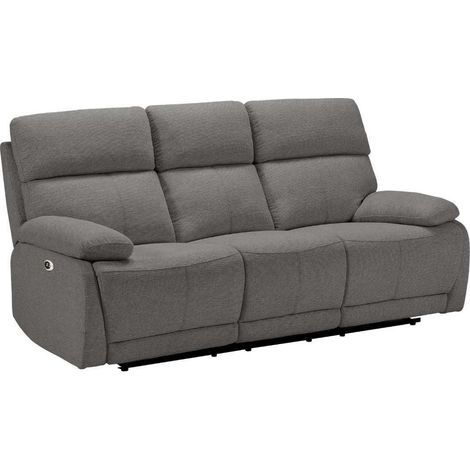 Canapé relax électrique 3 places tissu polyester gris foncé - MIGUEL (1/5)